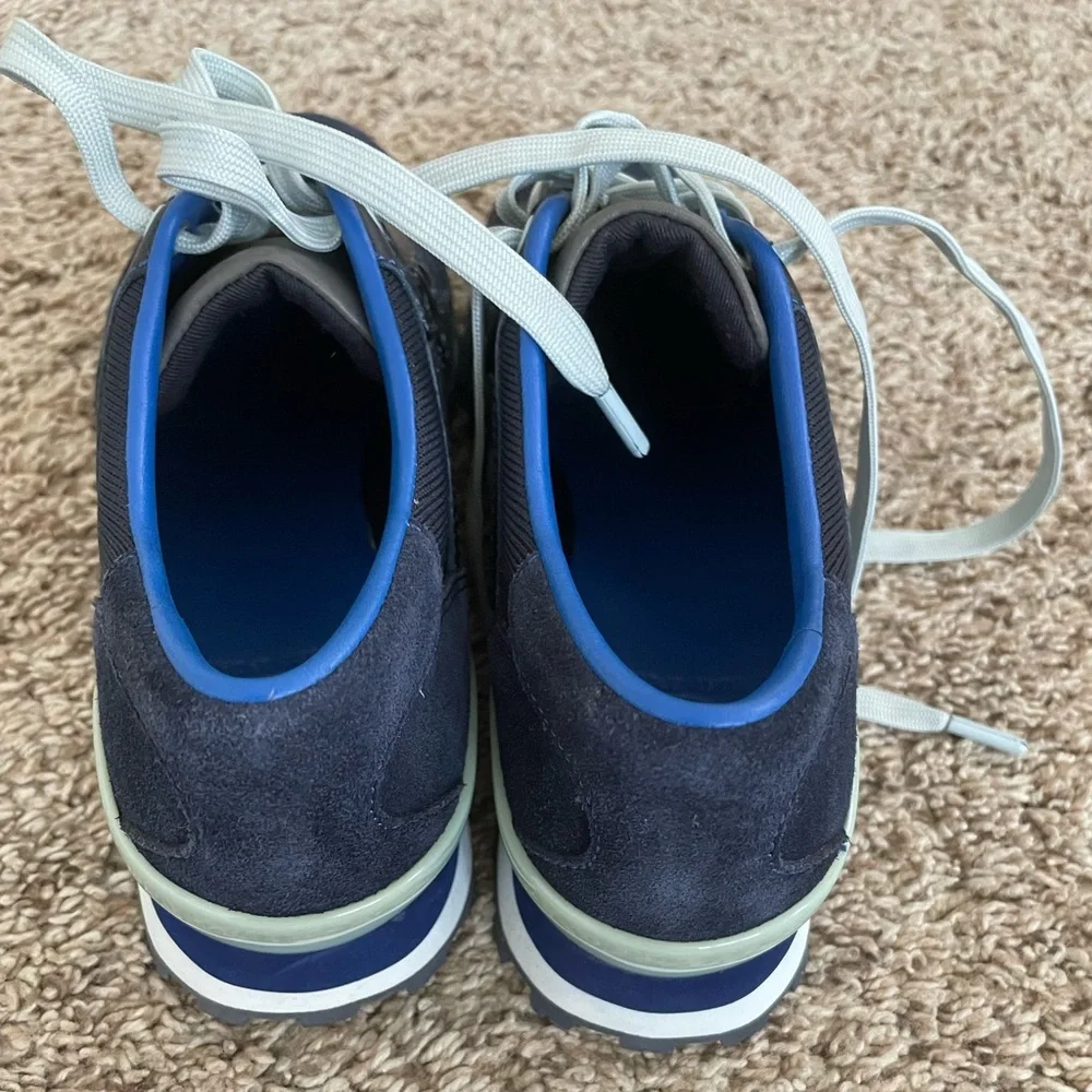 Tory Burch Tory Sport Blue Suede Trainers T Logo